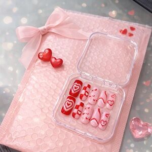 Red and Pink Heart Nail Art Set